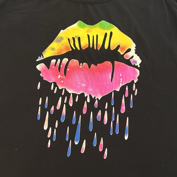 Black muscle tank, Size L, colorful Lips - Picture 3 of 7